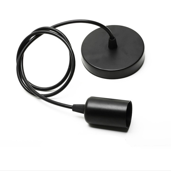 Candelabru de tavan retro, Sunmostar, Metal, E27, Negru