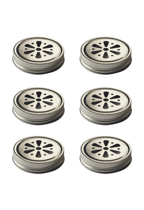 Kilner Set de capace argintii pentru pahare - 6 piese