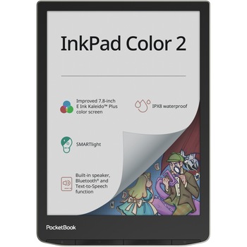 eBook Reader PocketBook InkPad Color 2 PB743C, ecran tactil color 7.8" E Ink Kaleido Plus, 32GB, SMARTlight, G-sensor, Bluetooth&WiFi, Argintiu