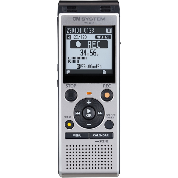 Диктофон Olympus OM System WS-882 (4GB), MP3 (stereo), linear PCM (mono), Черен