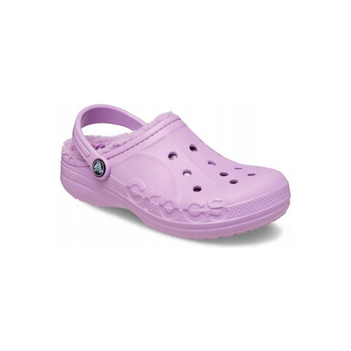 Saboti captuseala de blana Copii, Crocs, Baya Lined Clog, Violet, Violet, 30-31 EU