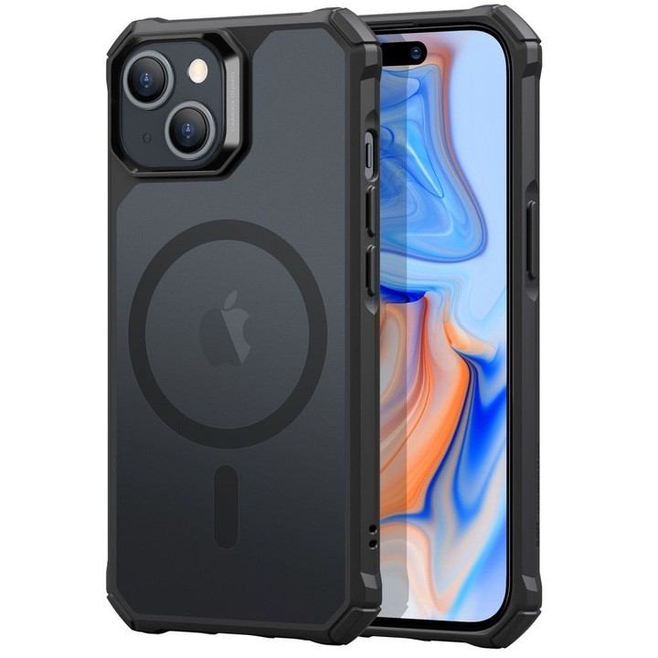 Калъф MagSafe за Apple iPhone 15, Air Armor Halolock, Grip Pro, U528, черен