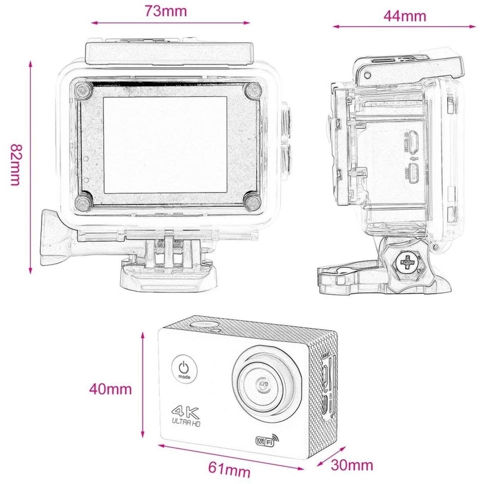 Спортна екшън камера 1Tech, Модел GoPlus CamPro, с WIFI, 170 градуса