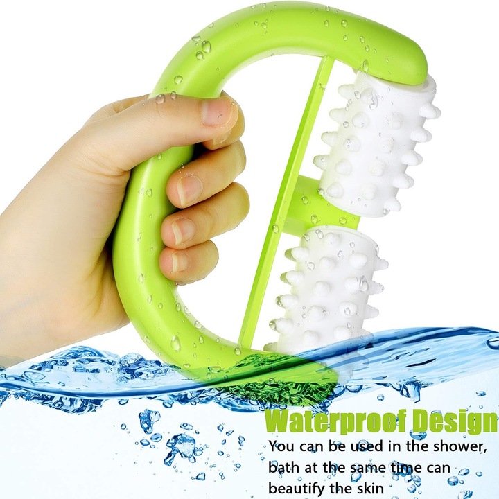 Масаж с ролки, преносим масажен инструмент с ергономичен дизайн за мокра и суха употреба, насърчава намаляването на целулита, премахва мазнините и стимулира кръвообращението, идеален за жени и мъже (дълбок тъканен масаж)