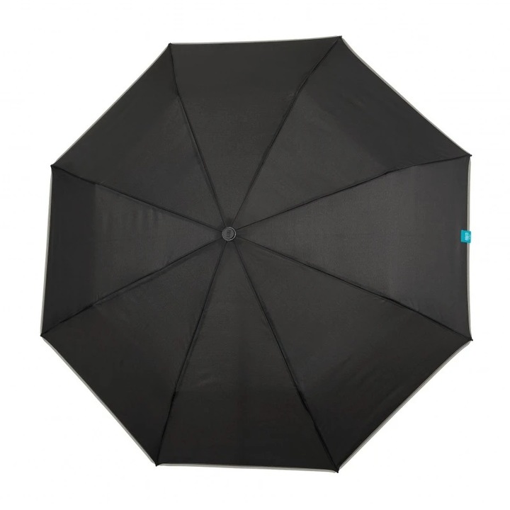 Дамски мини чадър Perletti, за слънце или дъжд, ръчен, издръжлив, с ръб, 97 см диаметър, черен