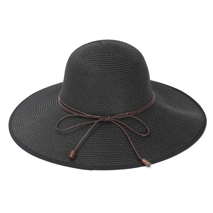 Плажна шапка QttvbTna, папирус, черна, 56-58см