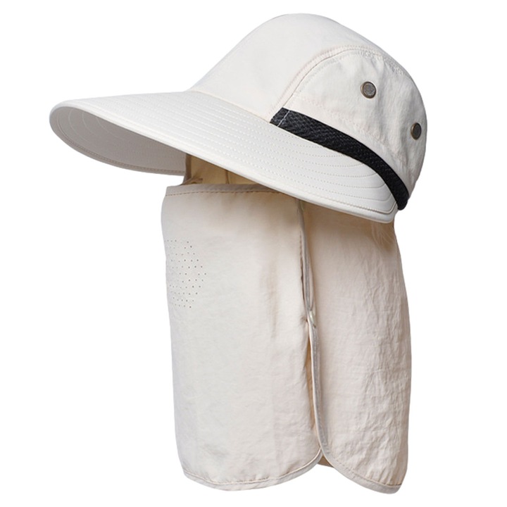 Jormftte férfi napvédő kalap, levehető maszkkal, UV-védelemmel, bézs, méret 55-60cm