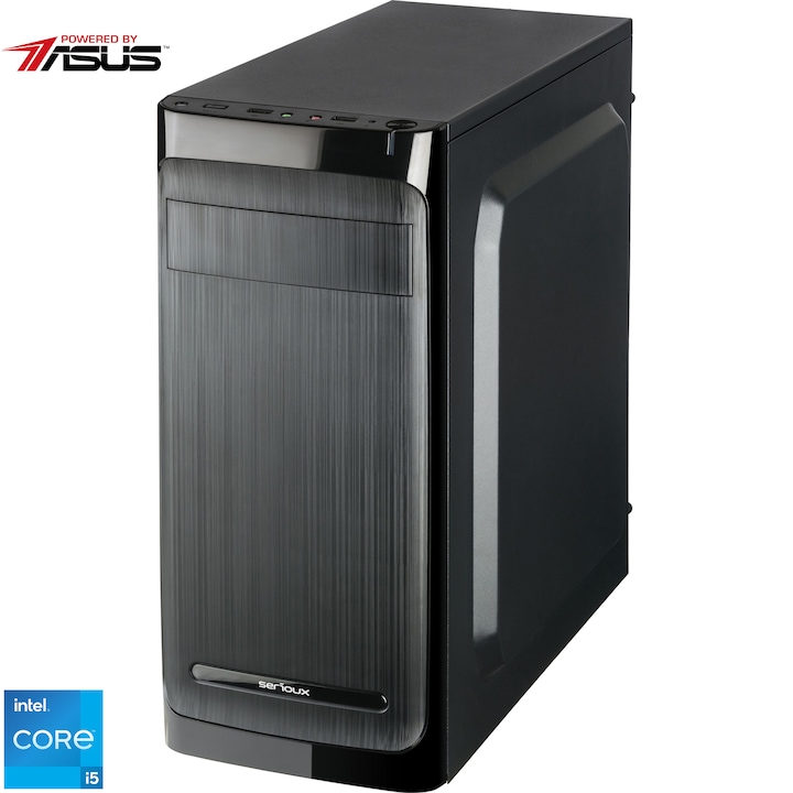 Sistem Desktop PC Serioux Powered by ASUS cu procesor Intel® Core™ i5-12400 pana la 4.4 GHz, 16GB DDR4, 512GB SSD M.2, Intel® UHD Graphics 730, No OS, Black