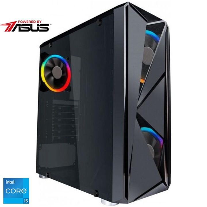 Sistem Desktop PC Gaming Serioux Powered by ASUS cu procesor Intel® Core™ i5-12400F pana la 4.4 GHz, 32GB DDR4, 1TB SSD M.2, ASUS Dual GeForce® RTX™ 4060 OC 8GB GDDR6, No OS, Black
