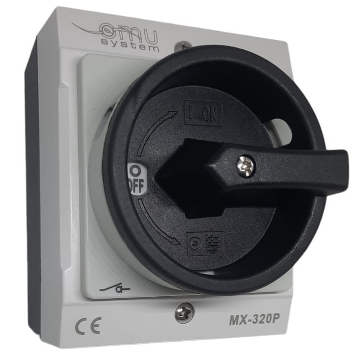 Intrerupator cu came aplicat casetat 3 poli 20A 4kW 400V 0-1 IP65 pornit/oprit