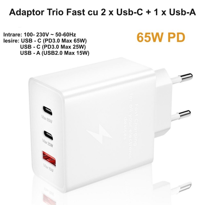 Chargeur Voiture USB C 25W PD Charge Super Rapide 2.0+QC 15W