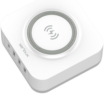 Incarcator retea Serioux QC32W, Quick Charge 3.0, 32W, incarcare wireless, 1x USB-C, 3x USB-A, Alb