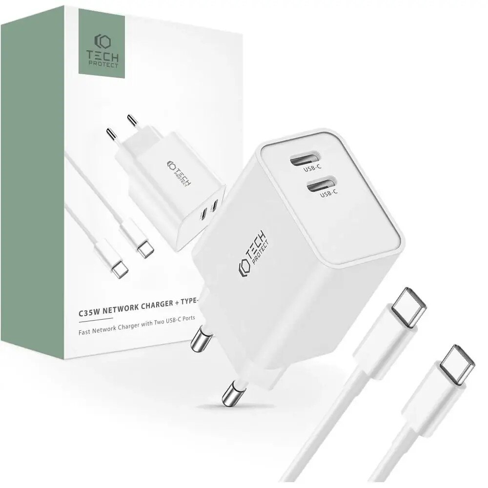 Incarcator Apple Power Adapter, Dual USB-C, 35W, White - eMAG.ro