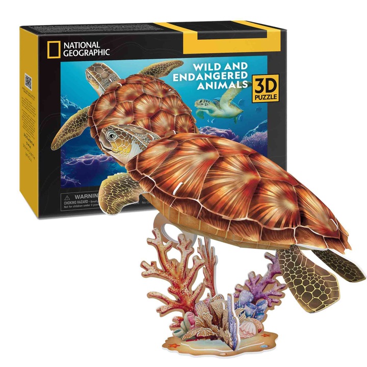 Puzzle 3D Cubic Fun - National Geographic, Testoasa marina, 31 piese