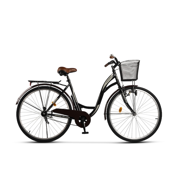 Велосипед City Velors Ukraina V2894A, 28-инчови колела, V-образна спирачка, помпа, динамо фар, черна рамка със сив дизайн