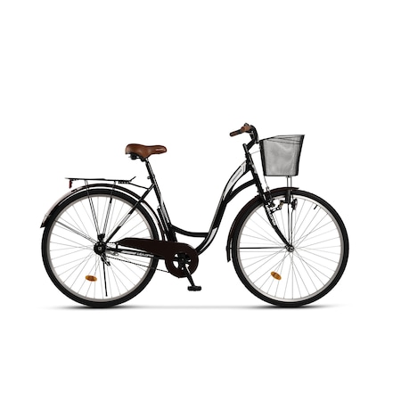 Bicicleta pentru oras, cadru dama/barbat, Ukraina MTB JSX2894, roata 28 inch, frana tip V-Brake fata, frana Torpedo spate, negru cu alb