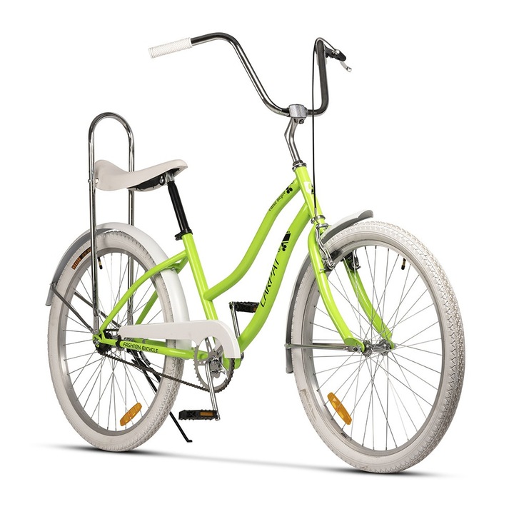Bicicleta retro de oras cu roti de 26", Frana spate Torpedo si Fata VBrake, 1 Viteza, verde/negru, City Bike Carpat Liberta Genius cu cadru din otel