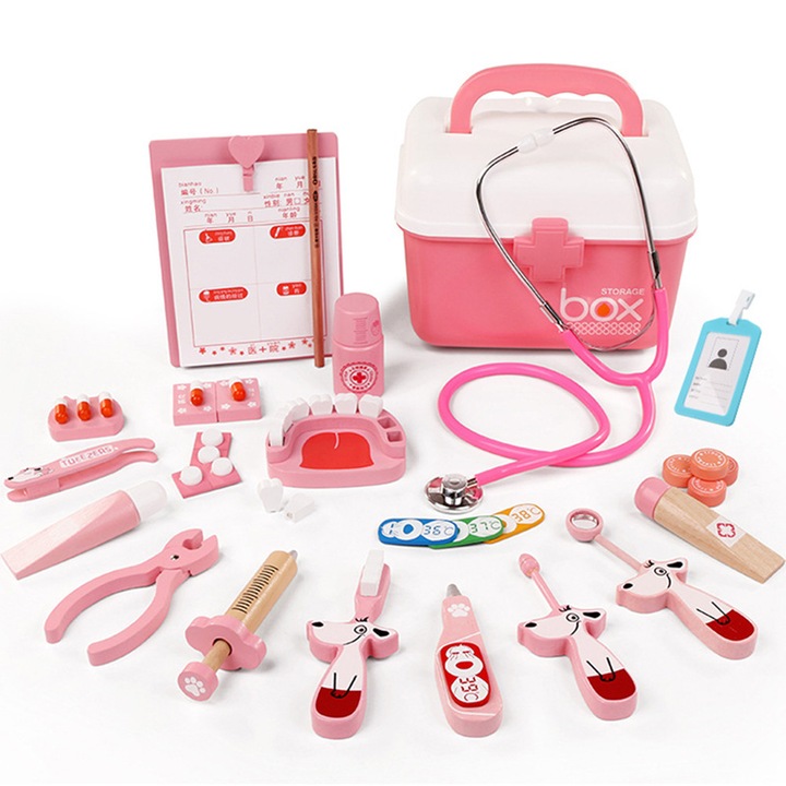 Set stomatolog, Leziter, Lemn cu 38 de accesorii