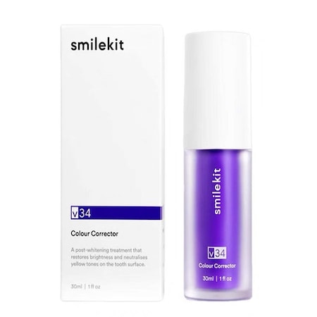 Spuma mov pentru albirea dintilor, V34, SmileKit, 30ml, corector de culoare