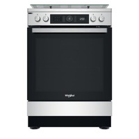 Aragaz combinat Whirlpool WS68G8ACXT/E, 60 cm, 4 arzatoare pe gaz, cuptor de 83 l, tehnologie 6th Sense, clasa energetica A, inox