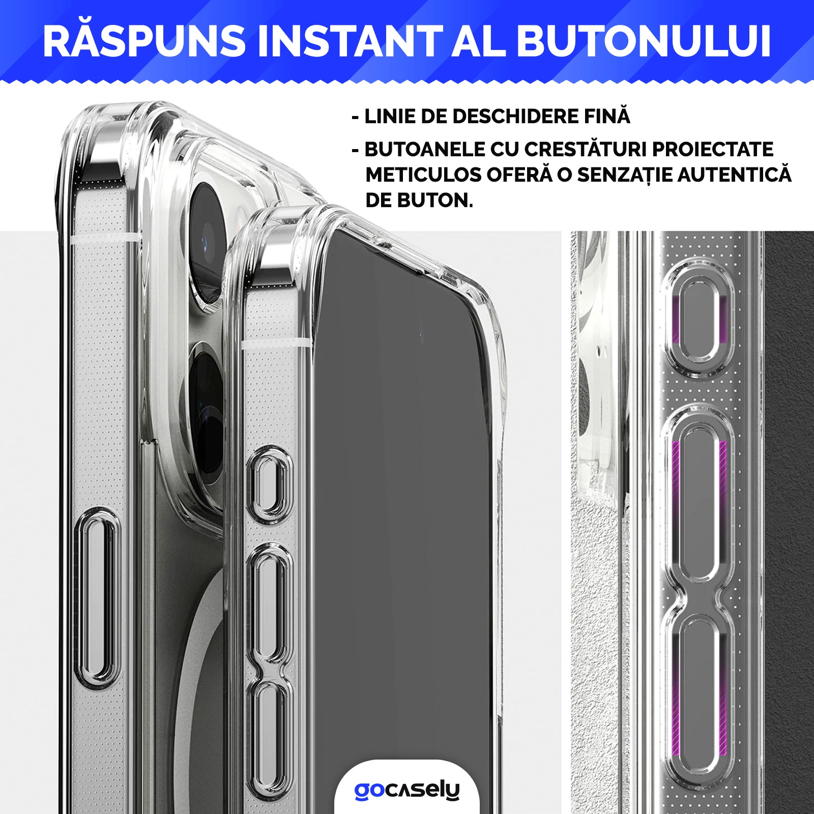 SORAKA Custodia Trasparente per iPhone 13 Pro con Pulsante in Metallo