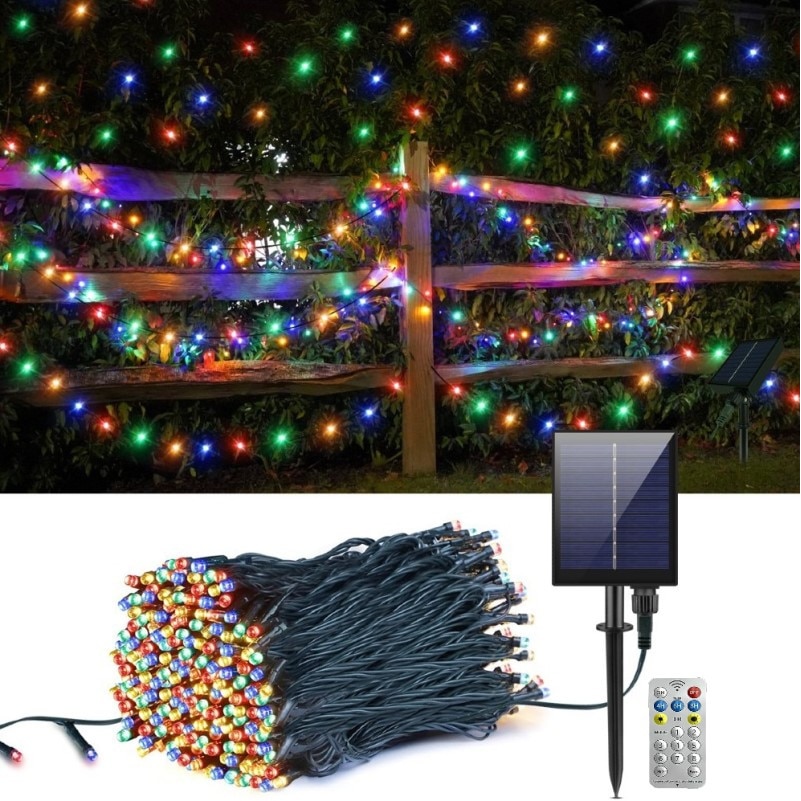 Solar Christmas fényfüzér, 500 LED, 50 méter, nagy napelem panel ...