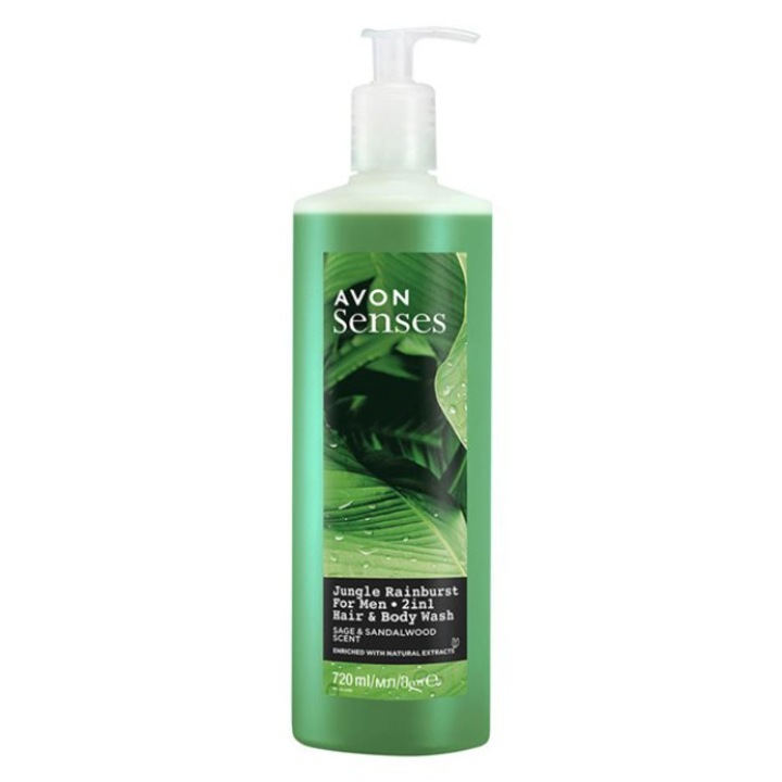 Душ гел 2 в 1 за коса и тяло Jungle Rainburst за Него, 720мл, AVON