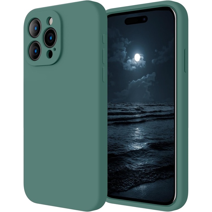 Защитен калъф за телефон, jieshida, Силиконов, Съвместим с iPhone 15 Pro Max, Зелен