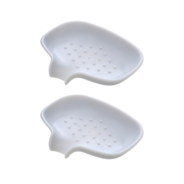 Set 2 savoniere din silicon cu scurgere, 14.5 x 8.5 x 2.5 cm, gri