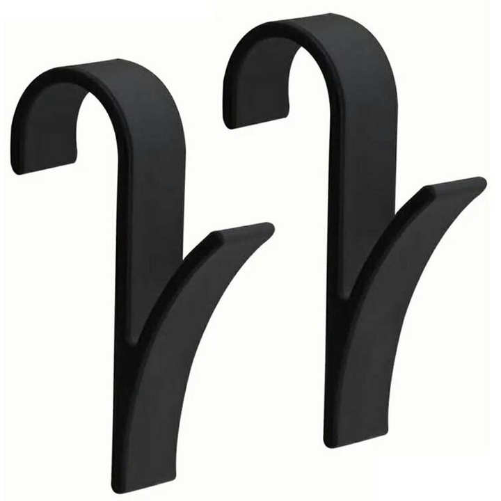 Комплект от 2 куки за кърпи, Zola®, приставка за радиатор, пластмаса 9,5x2,5 см, черна