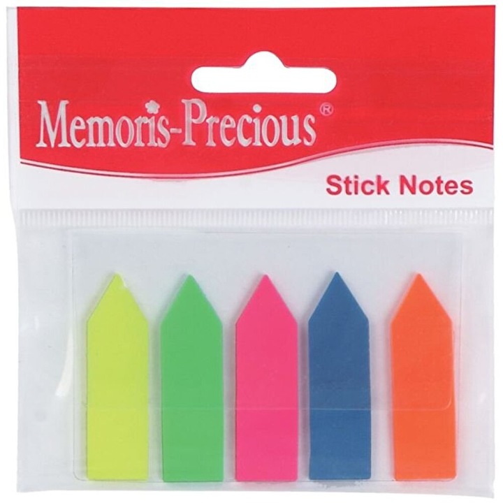 Index autoadeziv plastic Memoris sageata 12 x 45 mm 5 x 25 file