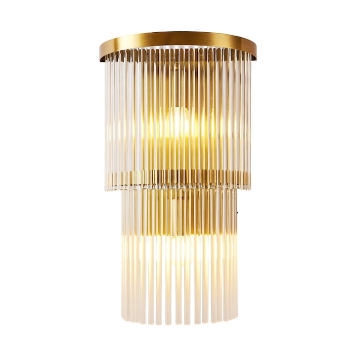 Lampa de perete, AL, Metal/Sticla, 260 x 400 x 150mm, 2 x E14, Auriu