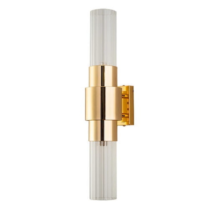 Lampa de perete, AL, Sticla/Alama, 45cm, 2 x G9, Auriu
