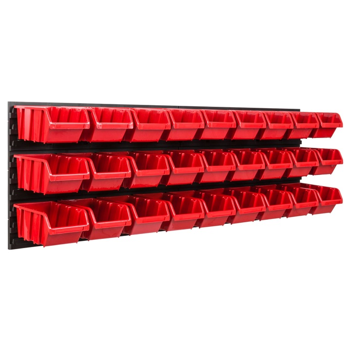 Organizator scule perete, pentru garaj si atelier, cutie organizator suruburi, cu suporturi, carlige si rafturi, organizator unelete 115x39 cm, SimpleThing