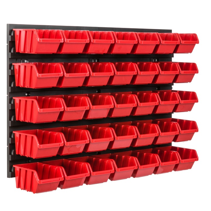 Organizator scule perete, pentru garaj si atelier, cutie organizator suruburi, cu suporturi, carlige si rafturi, organizator unelete 57x39 cm, SimpleThing