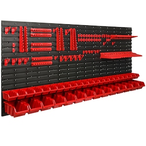 Organizator de perete pentru scule SimpleThing, pentru garaj si atelier, cu cutii pentru suruburi, suporturi, carlige si rafturi, 172x78 cm