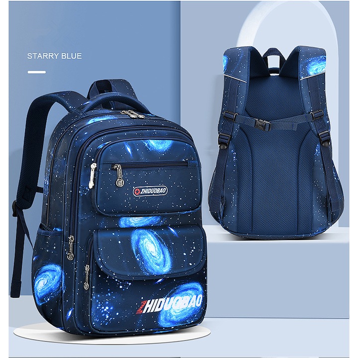 Ghiozdan copii, ZHIDUOBAO, Cu 2 accesorii, 40x29x19cm, Albastru