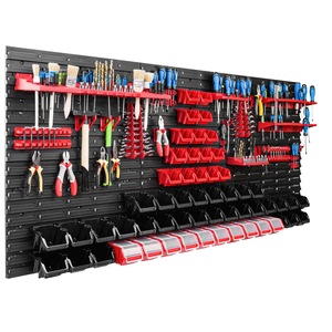 Organizator scule perete, pentru garaj si atelier, cutie organizator suruburi, cu suporturi, carlige si rafturi, organizator unelete 172x78 cm, SimpleThing