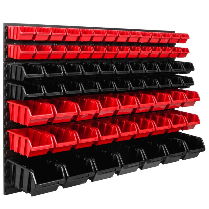 Organizator scule perete, pentru garaj si atelier, cutie organizator suruburi, cu suporturi, carlige si rafturi, organizator unelete 115x78 cm, SimpleThing