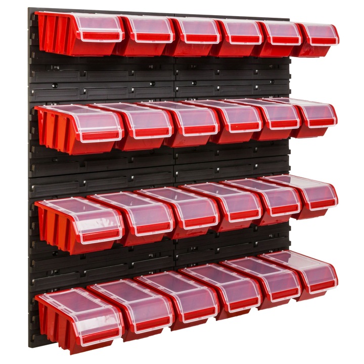 Organizator scule perete, pentru garaj si atelier, cutie organizator suruburi, cu suporturi, carlige si rafturi, organizator unelete 78x78 cm, SimpleThing