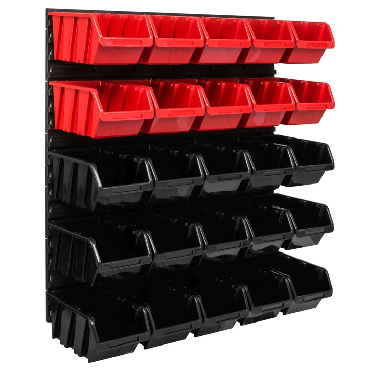 Organizator scule perete, pentru garaj si atelier, cutie organizator suruburi, cu suporturi, carlige si rafturi, organizator unelete 78x78 cm, SimpleThing