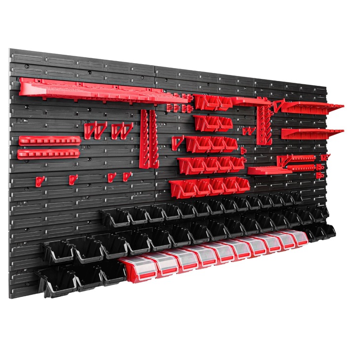 Szerszámpanel, SimpleThing, Rekesszel, 172x78 cm, Piros/fekete