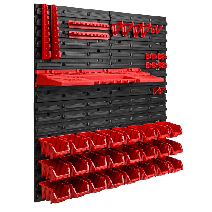 Szerszámtároló panel, SimpleThing, 78x78 cm, fekete/piros