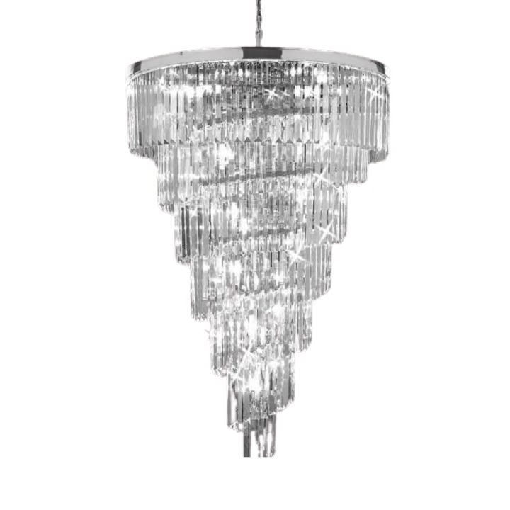 Candelabru AL, Hereford Spiral, Metal/Sticla cristal, 22 x E14, 80 cm, Crom