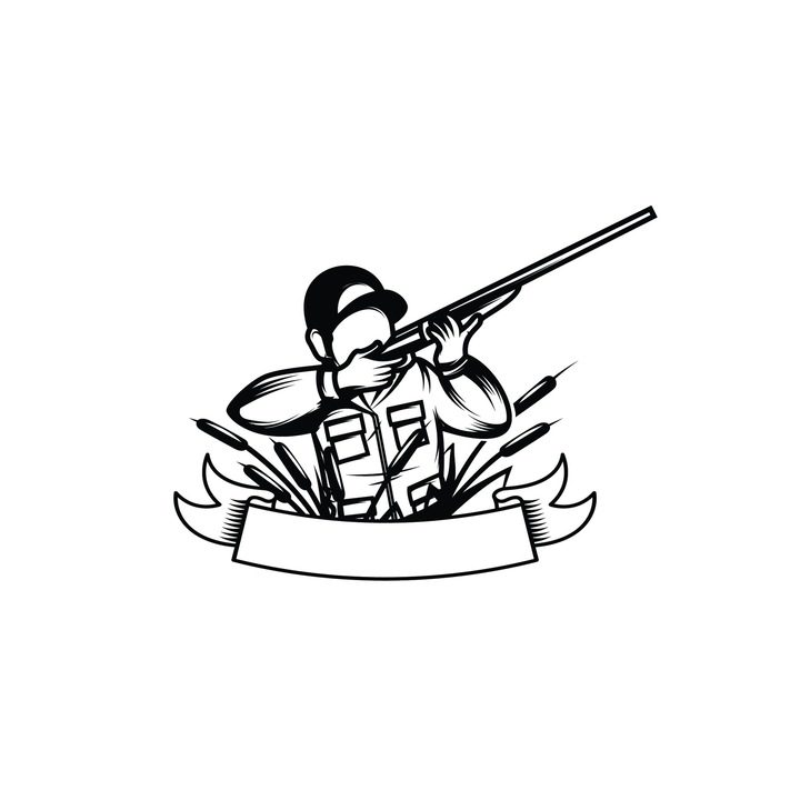 Stickere Auto, pentru Vanatori, model 8, Negru, 25 cm x 19 cm