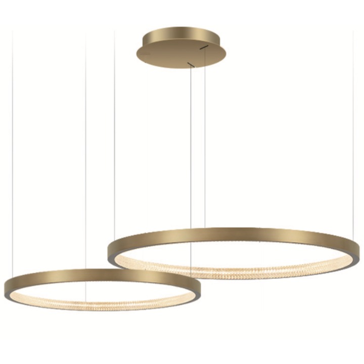 Candelabru AL Iluminar, LED, 60 cm Doua Inele de Alama Aurie Zing Ring Double 60 B