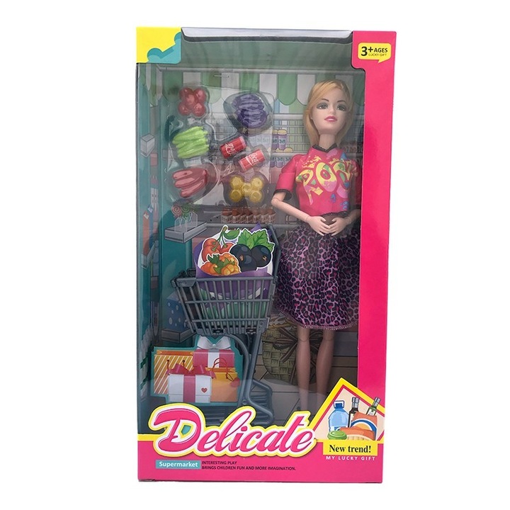 Baba műanyag kiegészítőkkel, 18x33cm, tarka, M2