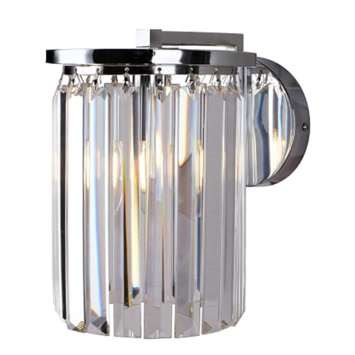 Lampa de perete, AL, Metal/Sticla, 250 x 150mm, 1 x E14, Argintiu