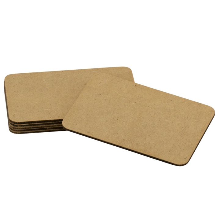 Set 6 suport pahar dreptunghiular cu colturi rotunjite, MDF, 13 x 9 cm, OnemisFlot