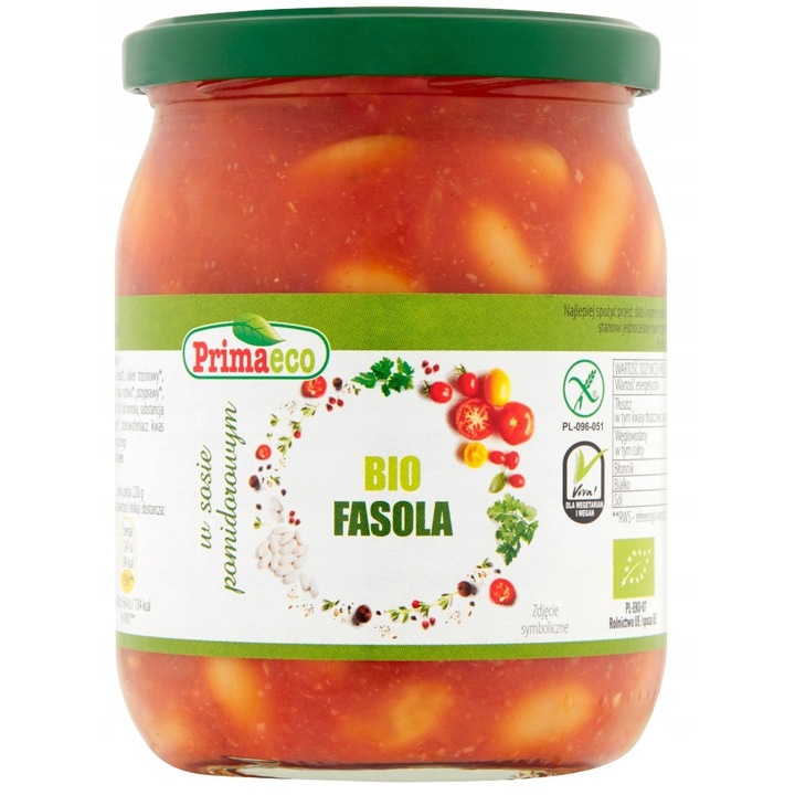 FASOLE IN SOS DE ROSII FARA GLUTEN BIO 440 g